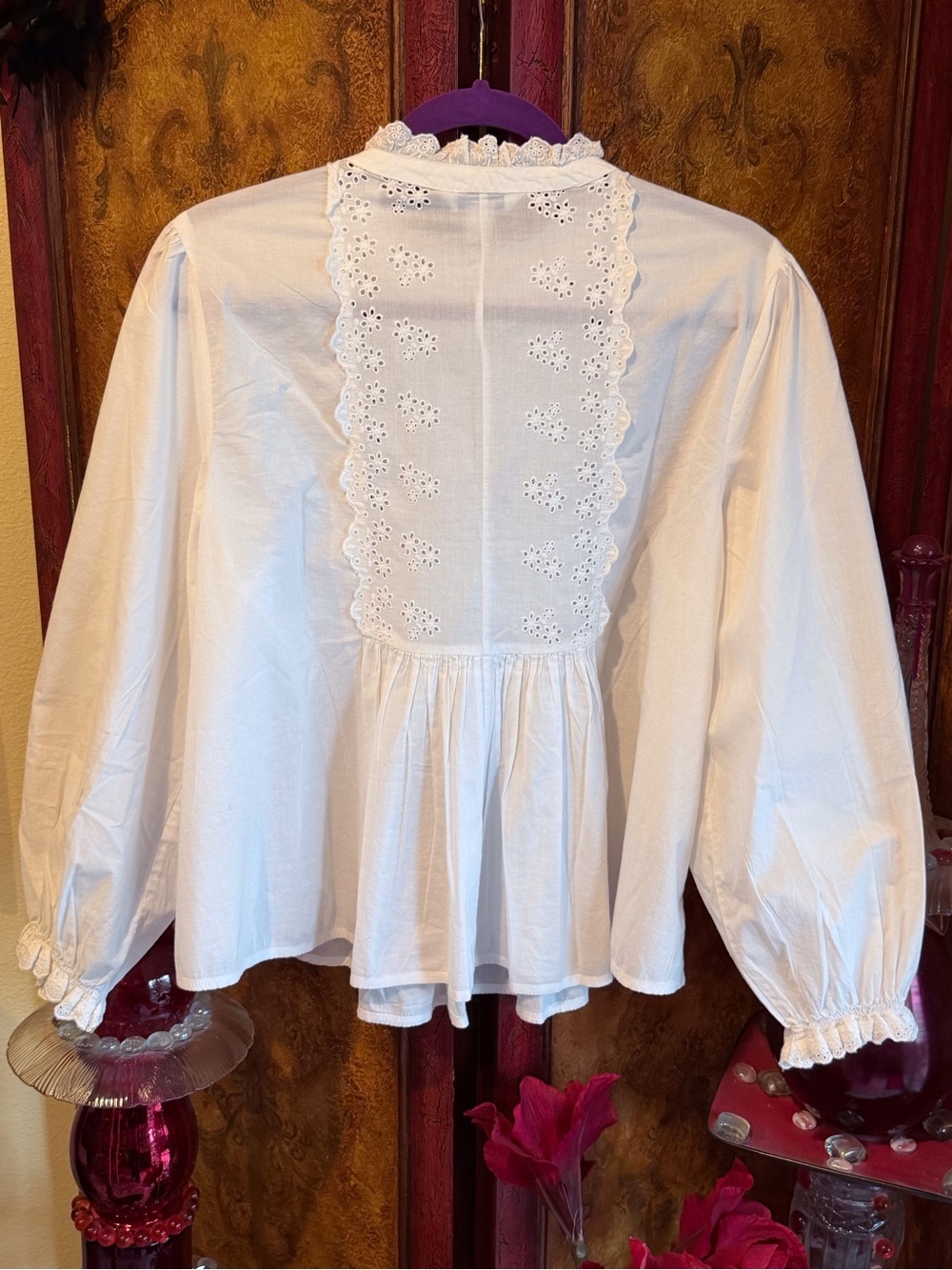 April Cornell White Eyelet Peasant Blouse - Picture 6 of 15